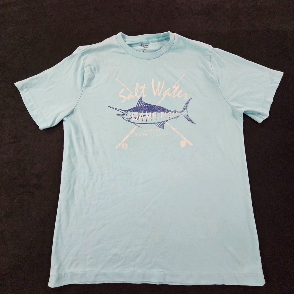 IZOD Saltwater Classics Fishing Blue Short Sleeve T-Shirt Men's M
